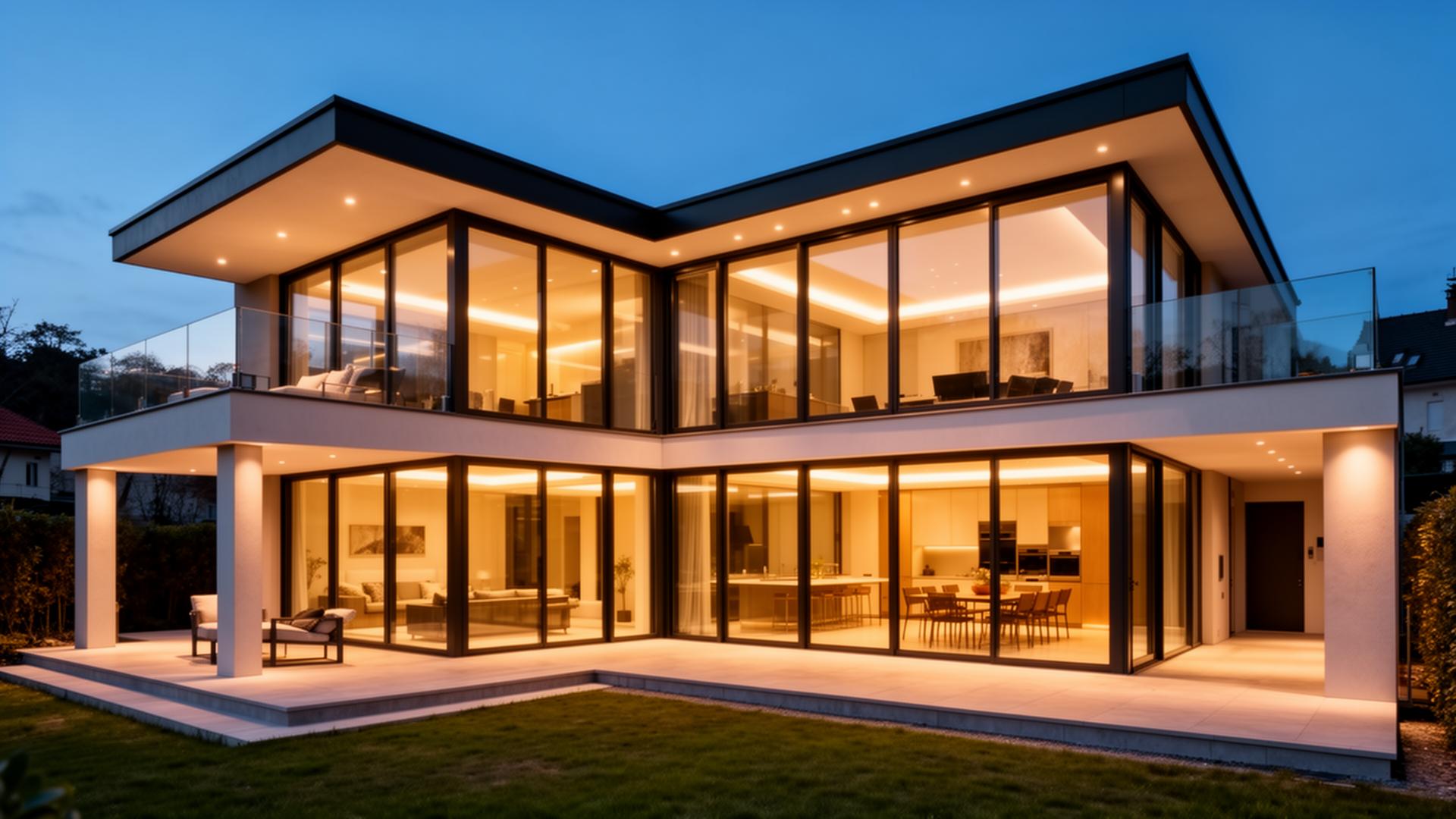 Menuiserie aluminium sur mesure - maison moderne avec grandes baies vitrées